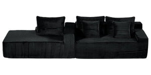 English Elm 94.06 Inch Corduroy Modular Sectional Sofa with Left Chaise and Armrest Storage Pockets W1193P539061