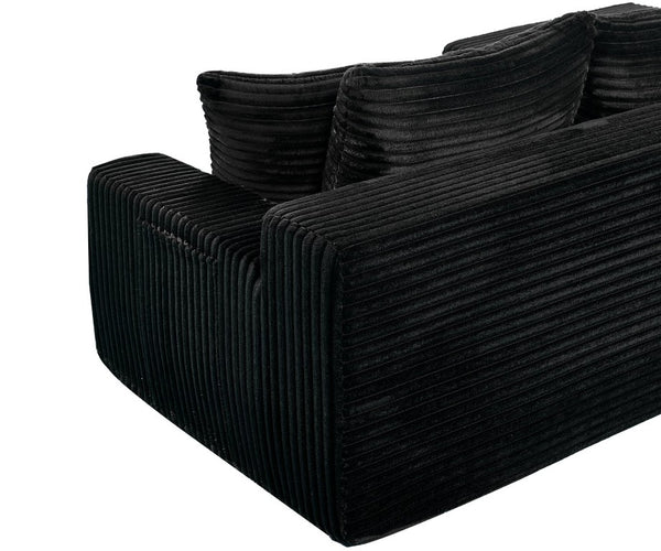 English Elm 94.06 Inch Corduroy Modular Sectional Sofa with Left Chaise and Armrest Storage Pockets W1193P539061