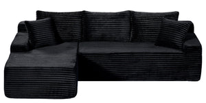 English Elm 94.06 Inch Corduroy Modular Sectional Sofa with Left Chaise and Armrest Storage Pockets W1193P539061