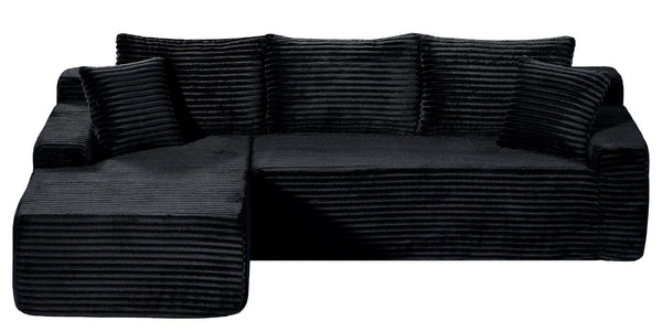 English Elm 94.06 Inch Corduroy Modular Sectional Sofa with Left Chaise and Armrest Storage Pockets W1193P539061