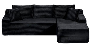 English Elm 94.06 Inch Modular Cloud Sectional with Corduroy Fabric Deep Seat and Armrest Pockets W1193P539072