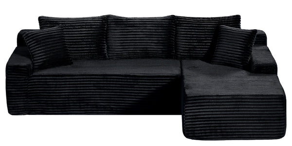 English Elm 94.06 Inch Modular Cloud Sectional with Corduroy Fabric Deep Seat and Armrest Pockets W1193P539072