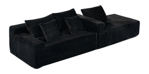 English Elm 94.06 Inch Modular Cloud Sectional with Corduroy Fabric Deep Seat and Armrest Pockets W1193P539072