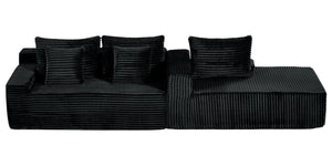 English Elm 94.06 Inch Modular Cloud Sectional with Corduroy Fabric Deep Seat and Armrest Pockets W1193P539072