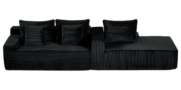 English Elm 94.06 Inch Modular Cloud Sectional with Corduroy Fabric Deep Seat and Armrest Pockets W1193P539072