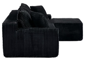 English Elm 94.06 Inch Modular Cloud Sectional with Corduroy Fabric Deep Seat and Armrest Pockets W1193P539072