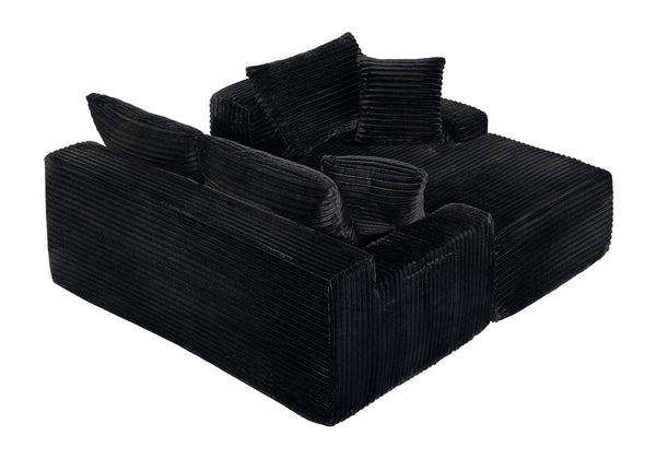 English Elm 94.06 Inch Modular Cloud Sectional with Corduroy Fabric Deep Seat and Armrest Pockets W1193P539072