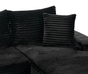 English Elm 94.06 Inch Modular Cloud Sectional with Corduroy Fabric Deep Seat and Armrest Pockets W1193P539072