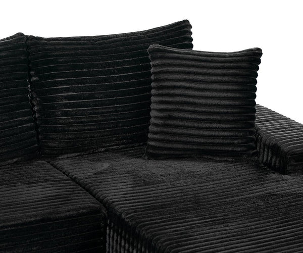 English Elm 94.06 Inch Modular Cloud Sectional with Corduroy Fabric Deep Seat and Armrest Pockets W1193P539072