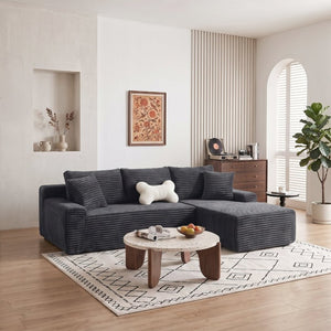 English Elm 94.06 Inch Modular Cloud Sectional Sofa in Deep Seat Corduroy for Modern Living Rooms Right Chaise W1193P539073