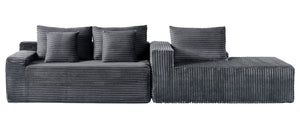 English Elm 94.06 Inch Modular Cloud Sectional Sofa in Deep Seat Corduroy for Modern Living Rooms Right Chaise W1193P539073