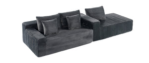 English Elm 94.06 Inch Modular Cloud Sectional Sofa in Deep Seat Corduroy for Modern Living Rooms Right Chaise W1193P539073