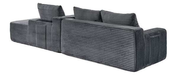 English Elm 94.06 Inch Modular Cloud Sectional Sofa in Deep Seat Corduroy for Modern Living Rooms Right Chaise W1193P539073