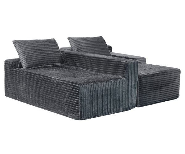 English Elm 94.06 Inch Modular Cloud Sectional Sofa in Deep Seat Corduroy for Modern Living Rooms Right Chaise W1193P539073