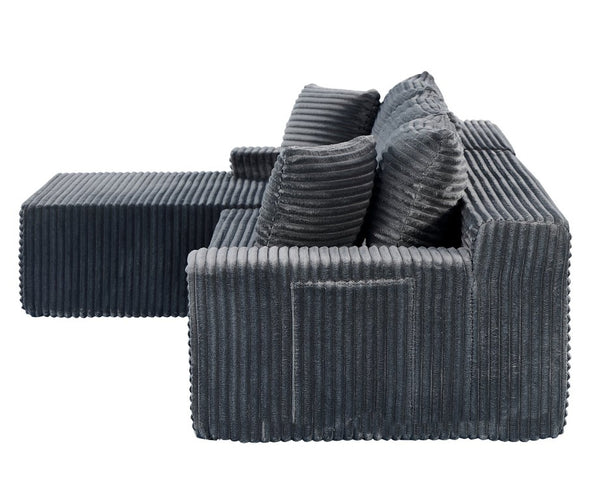 English Elm 94.06 Inch Modular Cloud Sectional Sofa in Deep Seat Corduroy for Modern Living Rooms Left Chaise W1193P539074