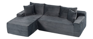 English Elm 94.06 Inch Modular Cloud Sectional Sofa in Deep Seat Corduroy for Modern Living Rooms Left Chaise W1193P539074