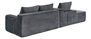 English Elm 94.06 Inch Modular Cloud Sectional Sofa in Deep Seat Corduroy for Modern Living Rooms Left Chaise W1193P539074