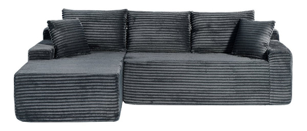 English Elm 94.06 Inch Modular Cloud Sectional Sofa in Deep Seat Corduroy for Modern Living Rooms Left Chaise W1193P539074