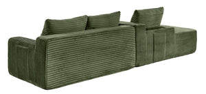 English Elm 94.06 Inch L Shaped Corduroy Cloud Sectional Sofa with Deep Seats and Arm Storage Green Left Chaise W1193P552803