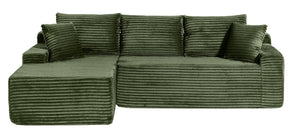 English Elm 94.06 Inch L Shaped Corduroy Cloud Sectional Sofa with Deep Seats and Arm Storage Green Left Chaise W1193P552803