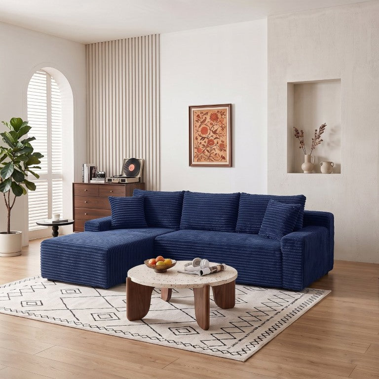 English Elm 94.06 Inch Modular Cloud Sectional Sofa Corduroy L Shaped Deep Seat with Storage W1193P552806
