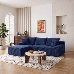 English Elm 94.06 Inch Modular Cloud Sectional Sofa Corduroy L Shaped Deep Seat with Storage W1193P552806
