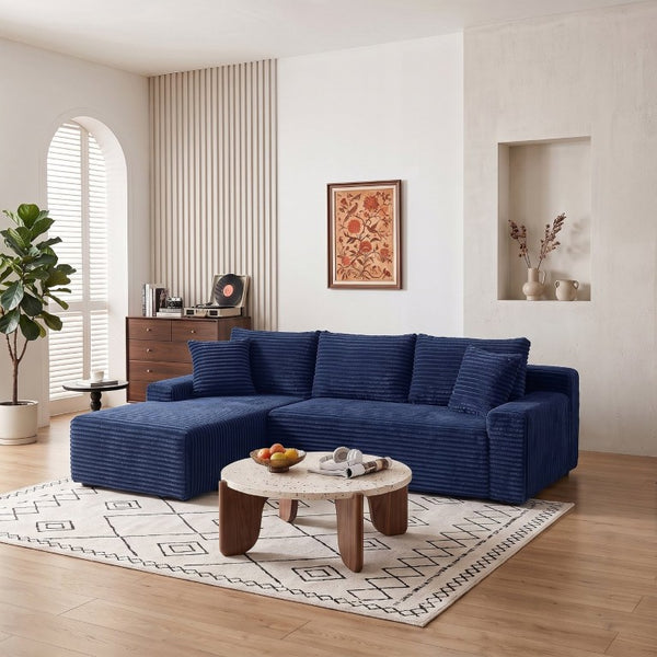English Elm 94.06 Inch Modular Cloud Sectional Sofa Corduroy L Shaped Deep Seat with Storage W1193P552806