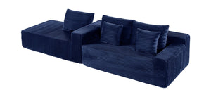 English Elm 94.06 Inch Modular Cloud Sectional Sofa Corduroy L Shaped Deep Seat with Storage W1193P552806