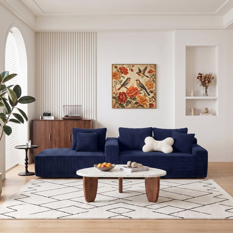 English Elm 94.06 Inch Modular Cloud Sectional Sofa Corduroy L Shaped Deep Seat with Storage W1193P552806