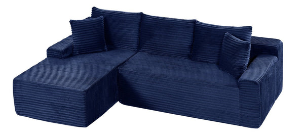 English Elm 94.06 Inch Modular Cloud Sectional Sofa Corduroy L Shaped Deep Seat with Storage W1193P552806