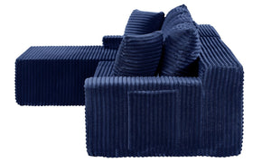 English Elm 94.06 Inch Modular Cloud Sectional Sofa Corduroy L Shaped Deep Seat with Storage W1193P552806