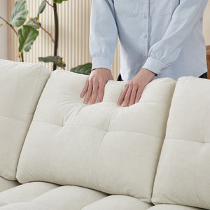 English Elm 71.3" Chenille Sectional Sleeper Sofa with Storage Chaise and Built-in Usb Charging Beige W1193S00194