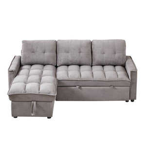 English Elm 71.3" Chenille Sectional Sleeper Sofa with Storage Chaise and Built-in Usb Charging Dark Gray W1193S00195