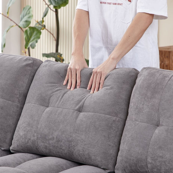 English Elm 71.3" Chenille Sectional Sleeper Sofa with Storage Chaise and Built-in Usb Charging Dark Gray W1193S00195