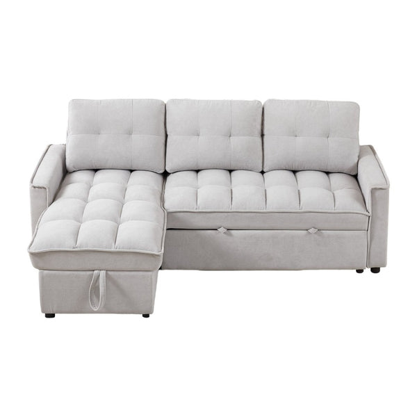 English Elm 71.3" Chenille Sectional Sleeper Sofa with Storage Chaise and Built-in Usb Charging Light Gray W1193S00197