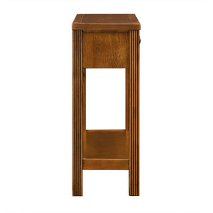 English Elm 52'' Fluted Pine Console Table with 3 Drawers Scalloped Edge Retro Sofa Entryway Brown W1202P330891