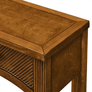 English Elm 52'' Fluted Pine Console Table with 3 Drawers Scalloped Edge Retro Sofa Entryway Brown W1202P330891