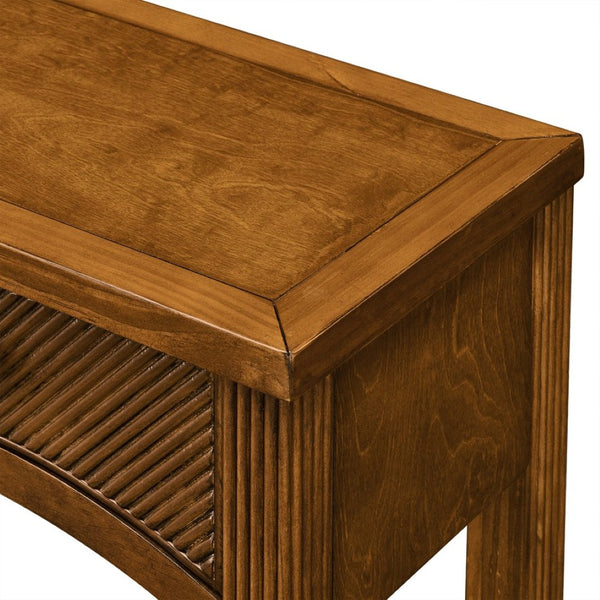 English Elm 52'' Fluted Pine Console Table with 3 Drawers Scalloped Edge Retro Sofa Entryway Brown W1202P330891