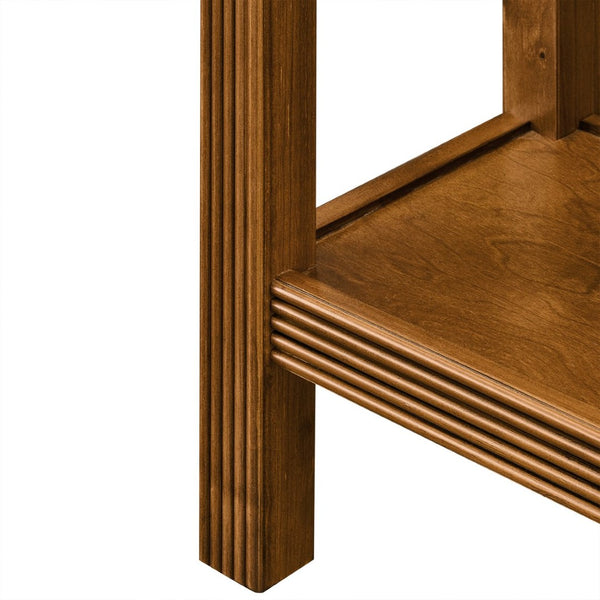 English Elm 52'' Fluted Pine Console Table with 3 Drawers Scalloped Edge Retro Sofa Entryway Brown W1202P330891