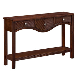 English Elm 52'' Fluted Pine Console Table with 3 Drawers Scalloped Edge Retro Sofa Entryway Espresso W1202P330892