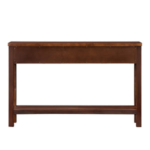 English Elm 52'' Fluted Pine Console Table with 3 Drawers Scalloped Edge Retro Sofa Entryway Espresso W1202P330892