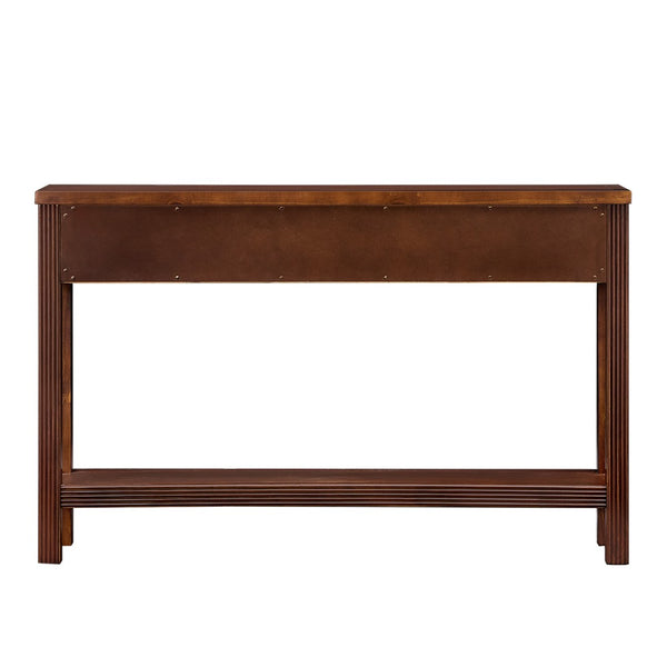 English Elm 52'' Fluted Pine Console Table with 3 Drawers Scalloped Edge Retro Sofa Entryway Espresso W1202P330892