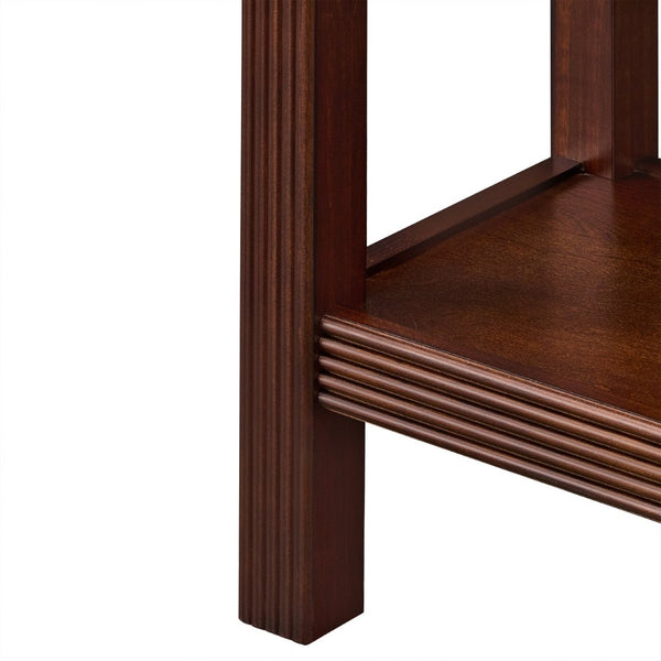 English Elm 52'' Fluted Pine Console Table with 3 Drawers Scalloped Edge Retro Sofa Entryway Espresso W1202P330892