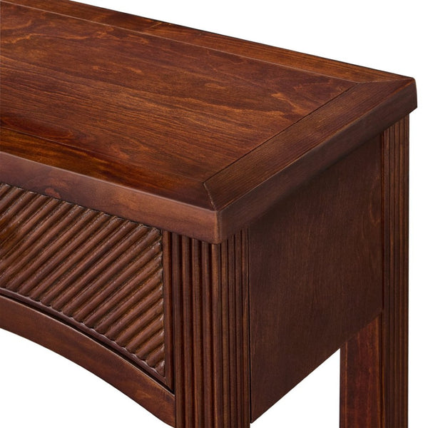 English Elm 52'' Fluted Pine Console Table with 3 Drawers Scalloped Edge Retro Sofa Entryway Espresso W1202P330892