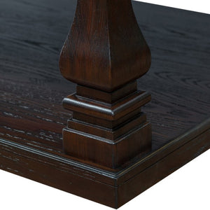 English Elm Farmhouse Rectangular Coffee Table Two Tier Open Shelf Carved Legs Living Room Espresso W1202P426202