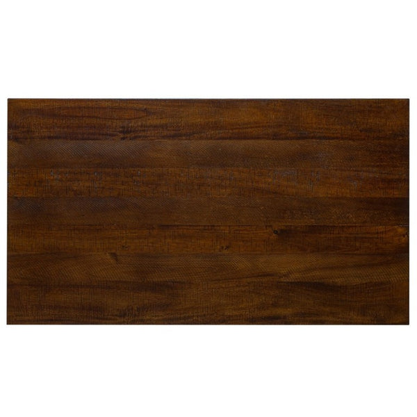 English Elm Farmhouse Rectangular Coffee Table Two Tier Open Shelf Carved Legs Living Room Walnut W1202P426203