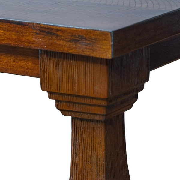 English Elm Farmhouse Rectangular Coffee Table Two Tier Open Shelf Carved Legs Living Room Walnut W1202P426203