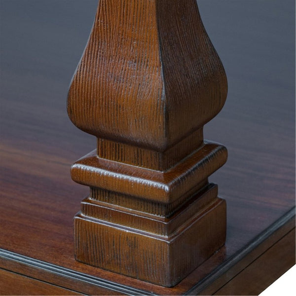 English Elm Farmhouse Rectangular Coffee Table Two Tier Open Shelf Carved Legs Living Room Walnut W1202P426203
