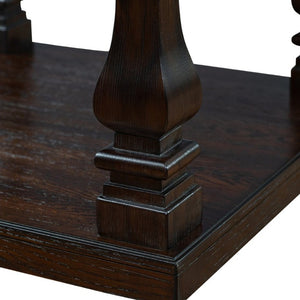 English Elm 24.8 Inch Farmhouse Square End Table Two Tier Open Shelf Carved Legs Espresso Finish W1202P426204