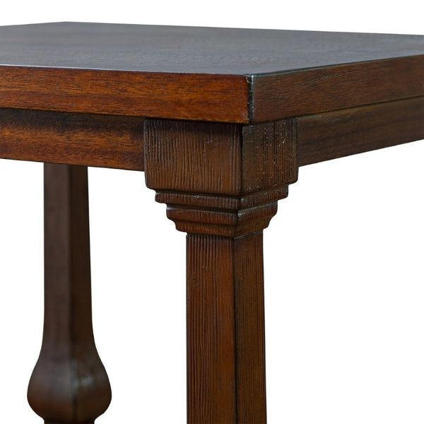 English Elm 24.8 Farmhouse Square End Table Two Tier Carved Legs Distressed Walnut Bedroom Living Room W1202P426221